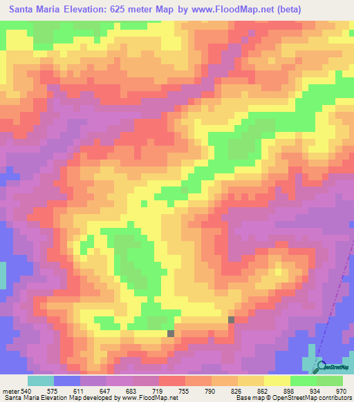 Santa Maria,Venezuela Elevation Map