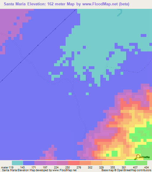 Santa Maria,Venezuela Elevation Map