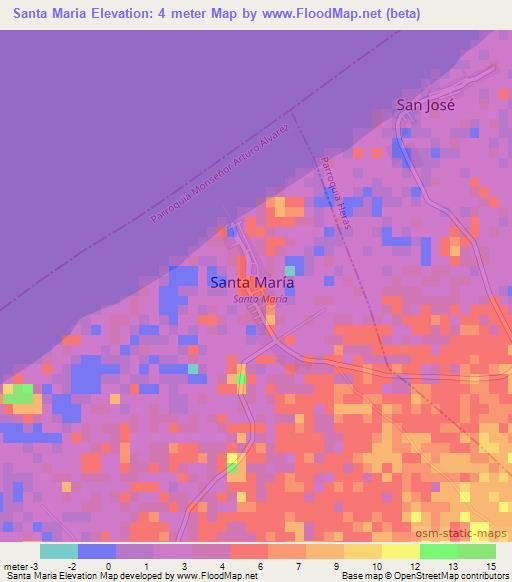 Santa Maria,Venezuela Elevation Map