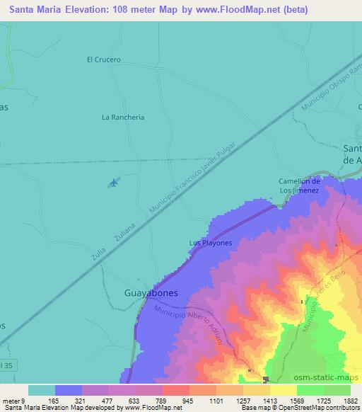 Santa Maria,Venezuela Elevation Map