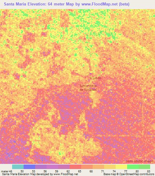 Santa Maria,Venezuela Elevation Map
