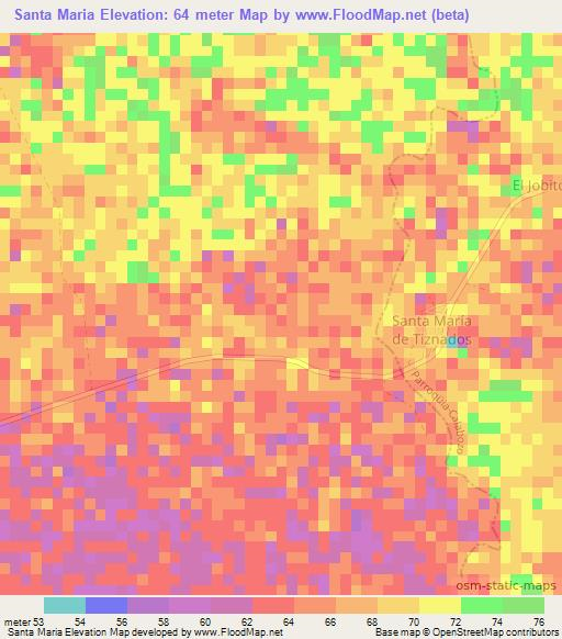 Santa Maria,Venezuela Elevation Map