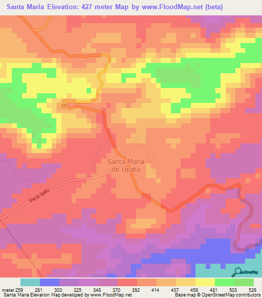 Santa Maria,Venezuela Elevation Map