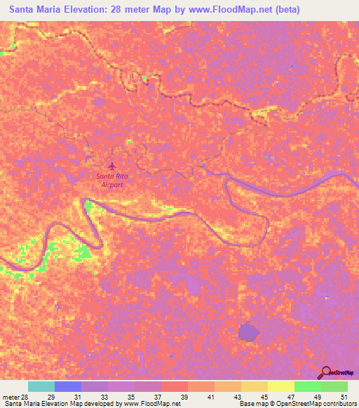 Santa Maria,Venezuela Elevation Map