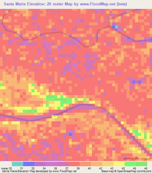 Santa Maria,Venezuela Elevation Map