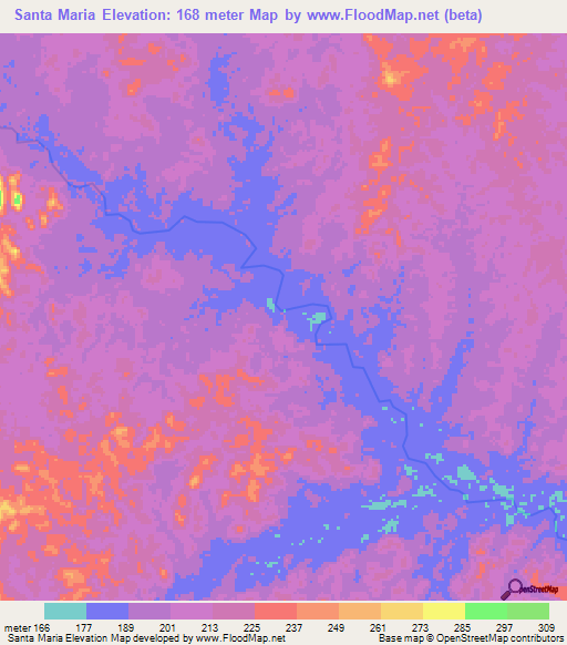 Santa Maria,Venezuela Elevation Map