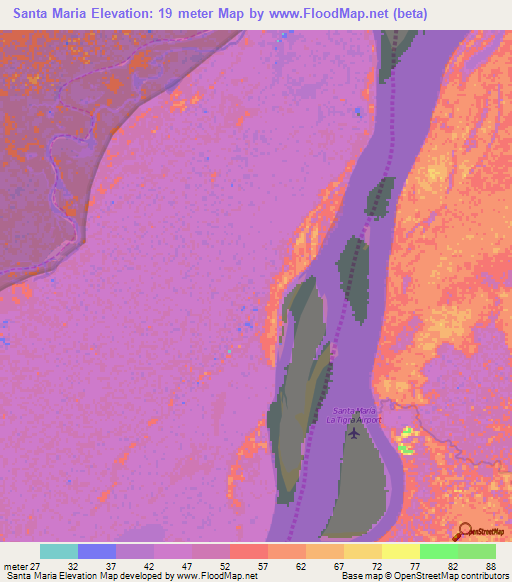 Santa Maria,Venezuela Elevation Map