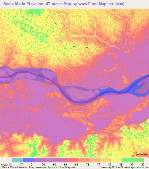 Santa Maria,Venezuela Elevation Map