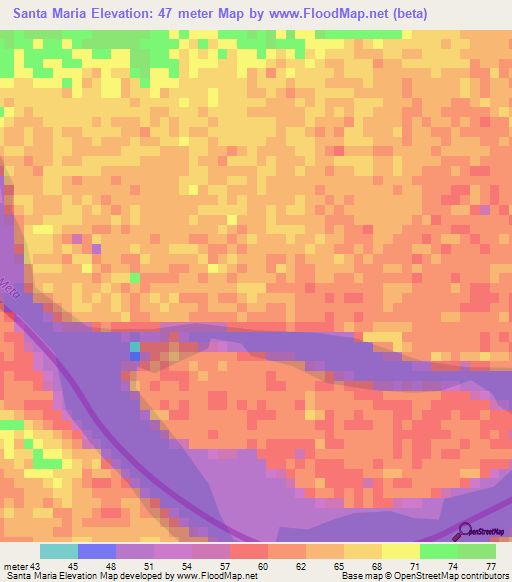 Santa Maria,Venezuela Elevation Map