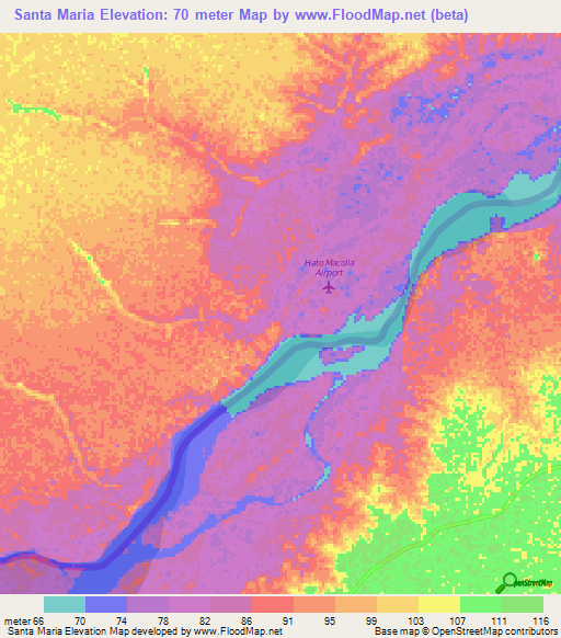 Santa Maria,Venezuela Elevation Map