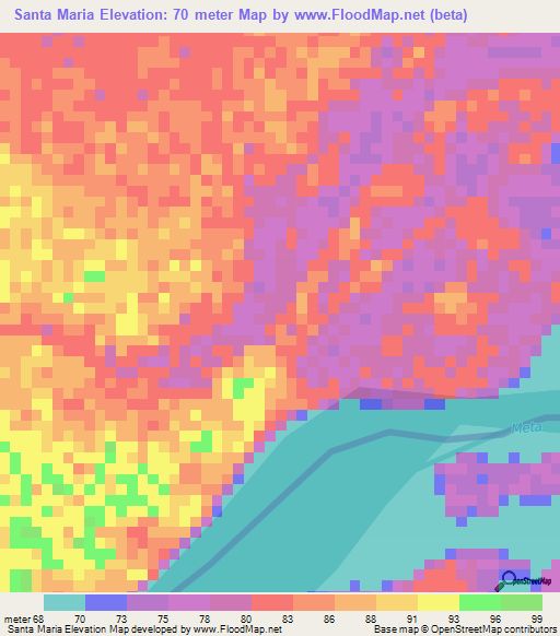 Santa Maria,Venezuela Elevation Map