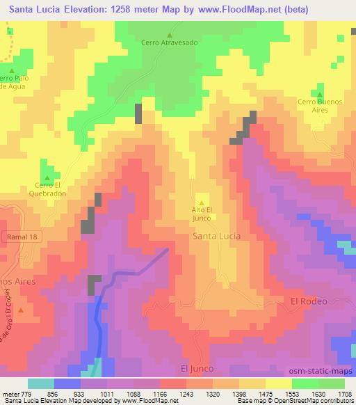 Santa Lucia,Venezuela Elevation Map