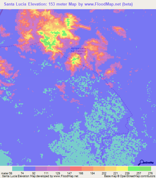 Santa Lucia,Venezuela Elevation Map