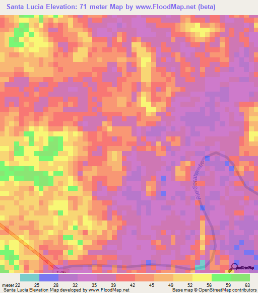 Santa Lucia,Venezuela Elevation Map