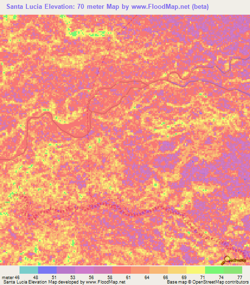 Santa Lucia,Venezuela Elevation Map