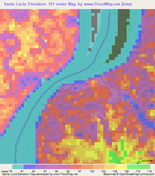 Santa Lucia,Venezuela Elevation Map