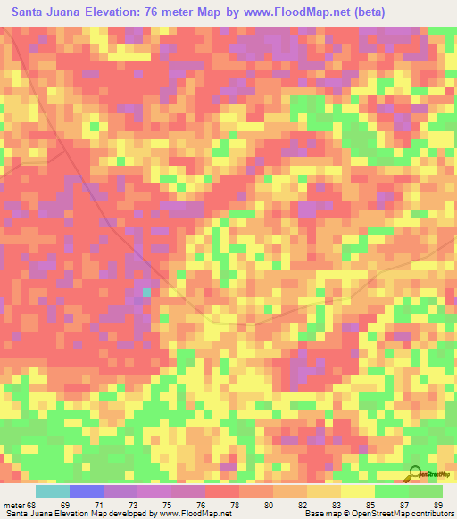 Santa Juana,Venezuela Elevation Map
