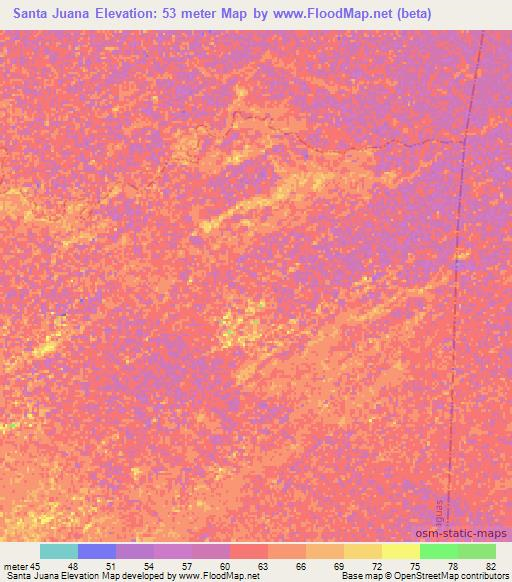 Santa Juana,Venezuela Elevation Map