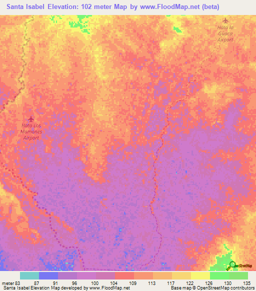 Santa Isabel,Venezuela Elevation Map