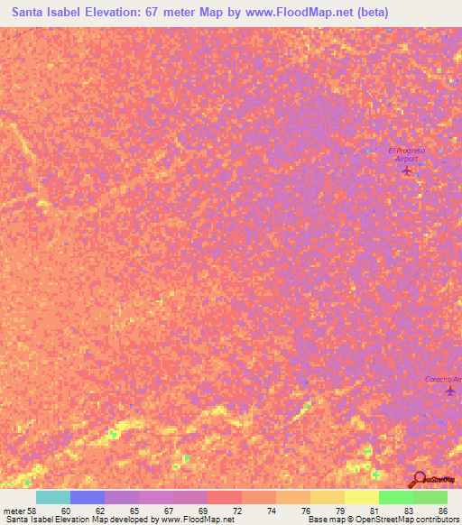 Santa Isabel,Venezuela Elevation Map