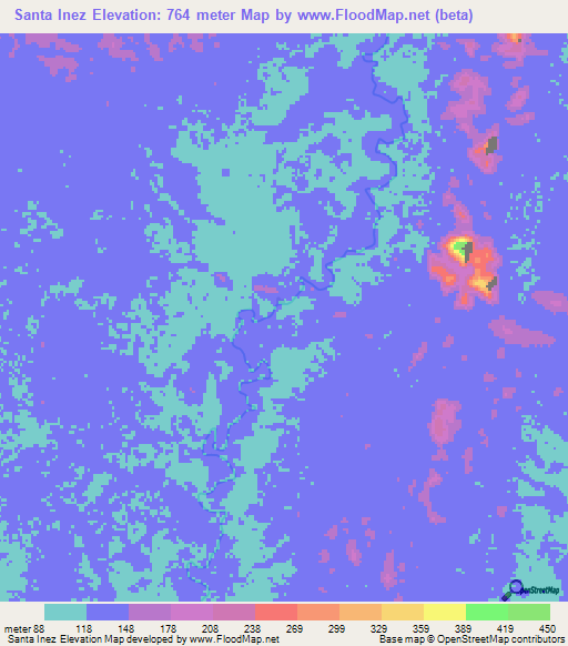 Santa Inez,Venezuela Elevation Map