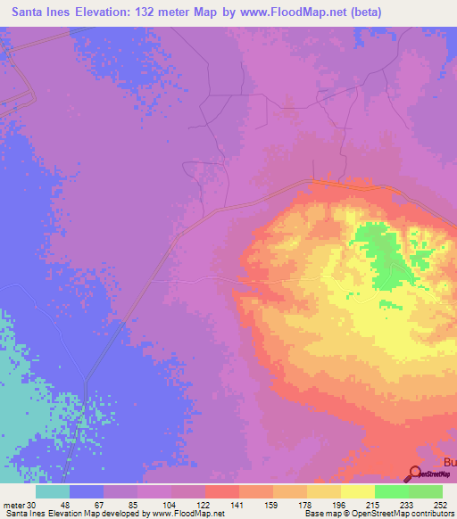 Santa Ines,Venezuela Elevation Map