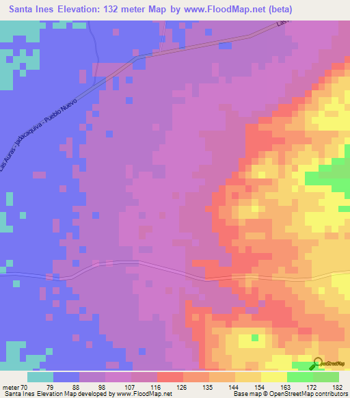 Santa Ines,Venezuela Elevation Map