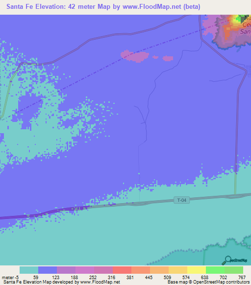 Santa Fe,Venezuela Elevation Map