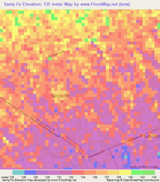 Santa Fe,Venezuela Elevation Map