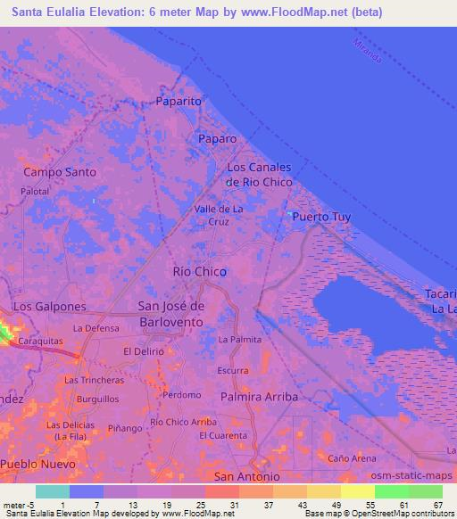 Santa Eulalia,Venezuela Elevation Map