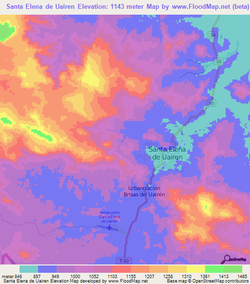 Santa Elena de Uairen,Venezuela Elevation Map