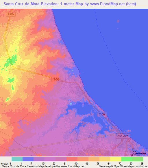 Santa Cruz de Mara,Venezuela Elevation Map