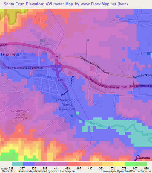Santa Cruz,Venezuela Elevation Map