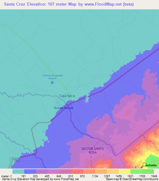 Santa Cruz,Venezuela Elevation Map