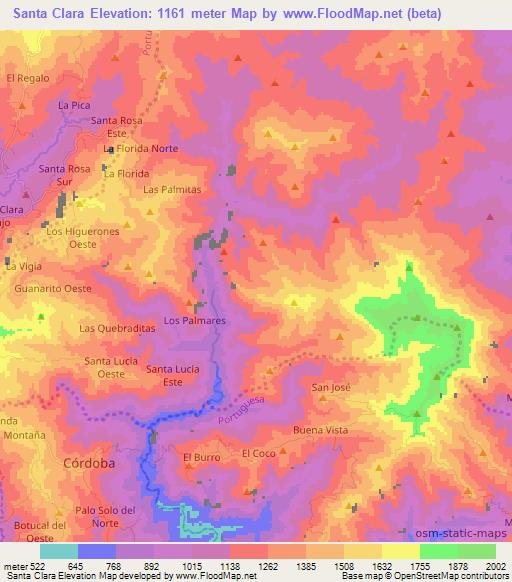 Santa Clara,Venezuela Elevation Map