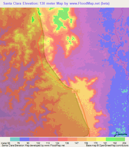 Santa Clara,Venezuela Elevation Map