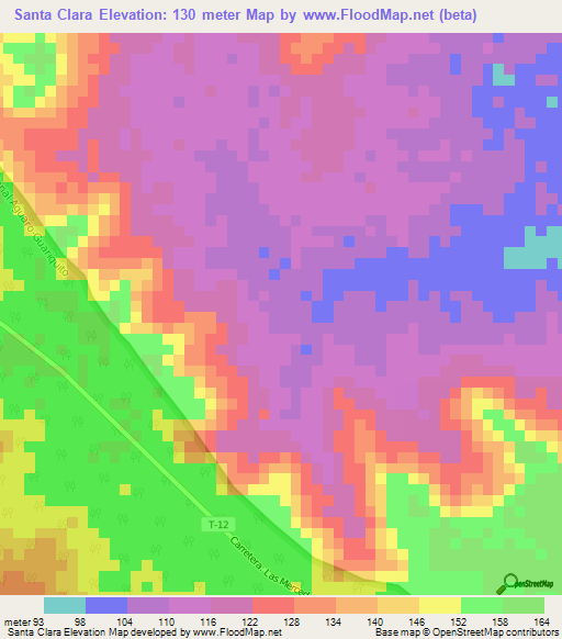 Santa Clara,Venezuela Elevation Map