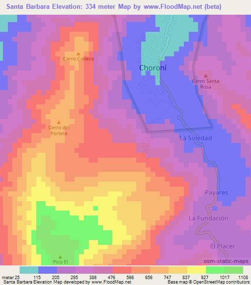 Santa Barbara,Venezuela Elevation Map