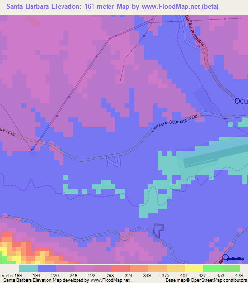 Santa Barbara,Venezuela Elevation Map