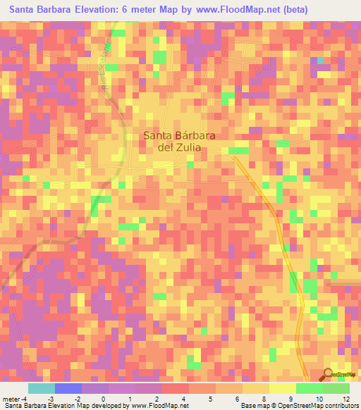 Santa Barbara,Venezuela Elevation Map