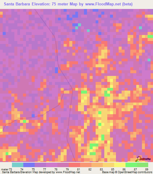 Santa Barbara,Venezuela Elevation Map