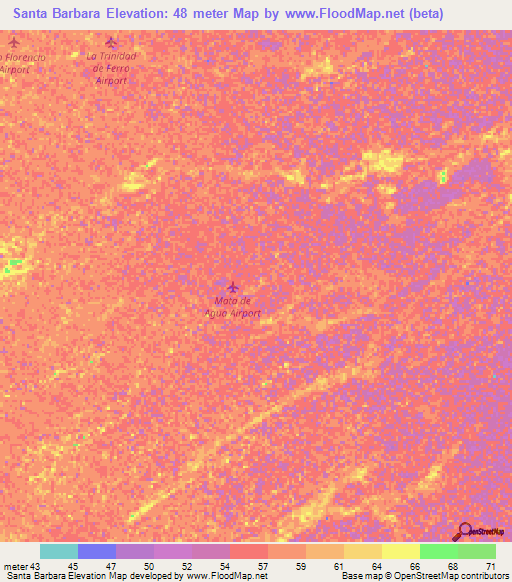 Santa Barbara,Venezuela Elevation Map