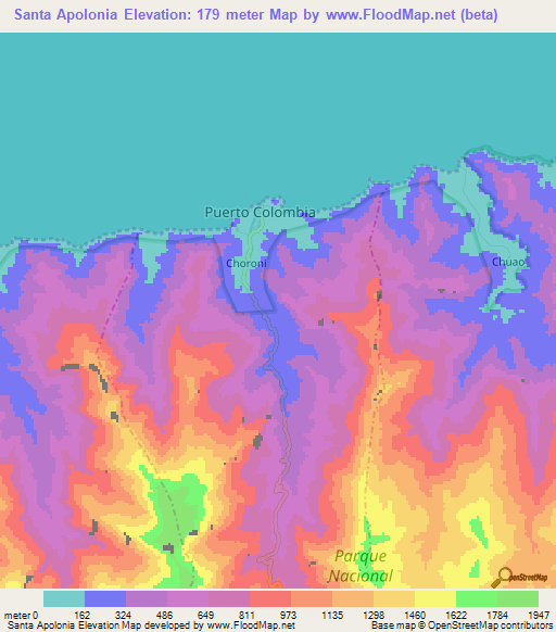 Santa Apolonia,Venezuela Elevation Map