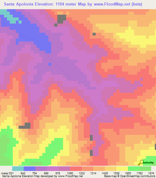 Santa Apolonia,Venezuela Elevation Map