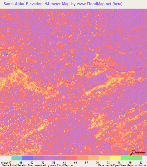 Santa Anita,Venezuela Elevation Map