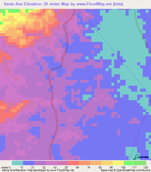 Santa Ana,Venezuela Elevation Map