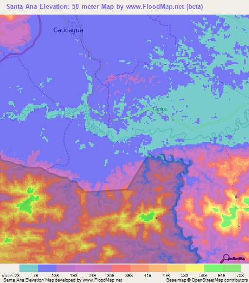 Santa Ana,Venezuela Elevation Map