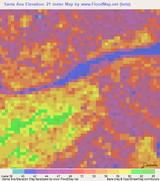 Santa Ana,Venezuela Elevation Map