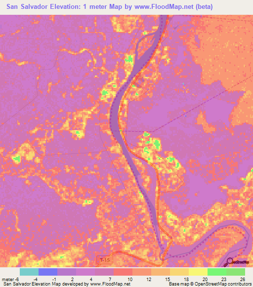 San Salvador,Venezuela Elevation Map