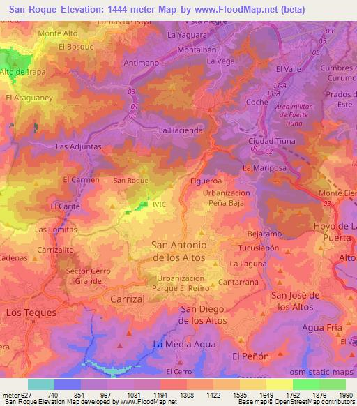 San Roque,Venezuela Elevation Map